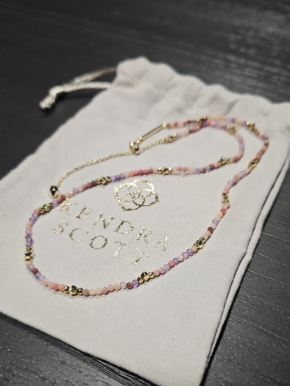 Kendra Scott Scarlett Gold-Accent Beaded Necklace in Pink & Lavender